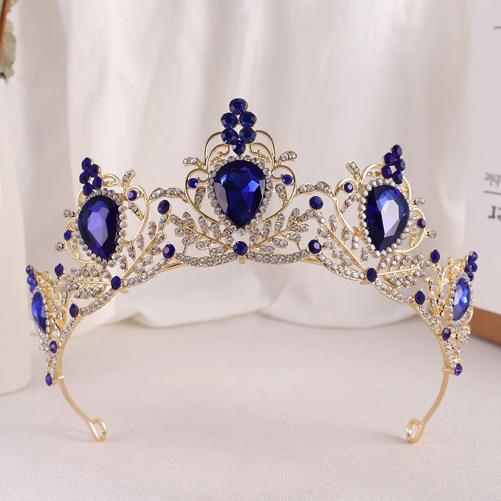 DIEZI Baroque 9 Colors Crystal Beads Tiara Crown For Women Girls Wedding Birthday Party Princess Bridal Queen Hair Accessories