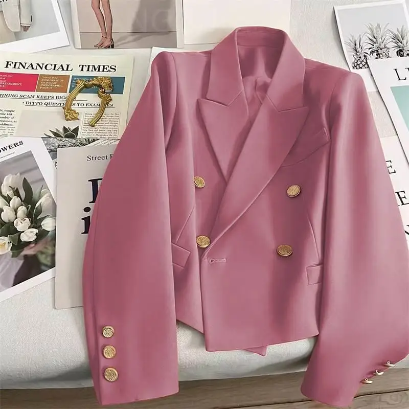 2024 Frauen Frühling Blazer Mäntel y2k koreanische schlanke Mode Anzüge weibliche Langarm Jacken Büro kurze Kleidung Freizeit kleidung