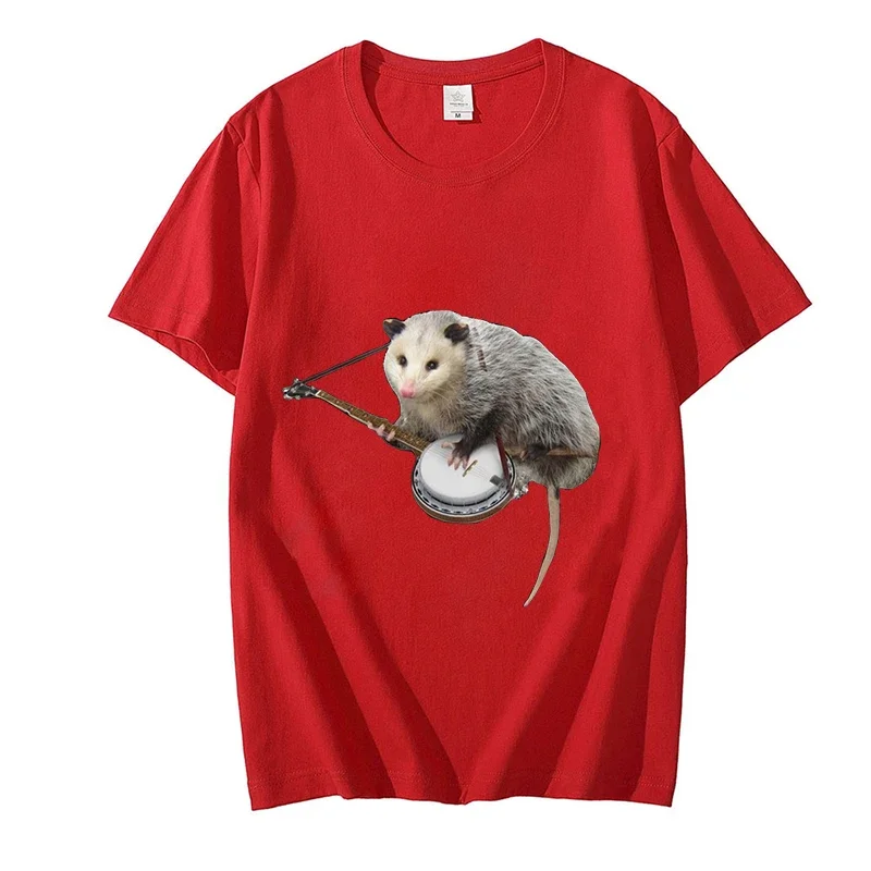 Opossum Playing Banjo Print t-shirt maglietta Vintage a maniche corte da donna Summer Fashion Street t-shirt Casual Versatile TOP Y2k