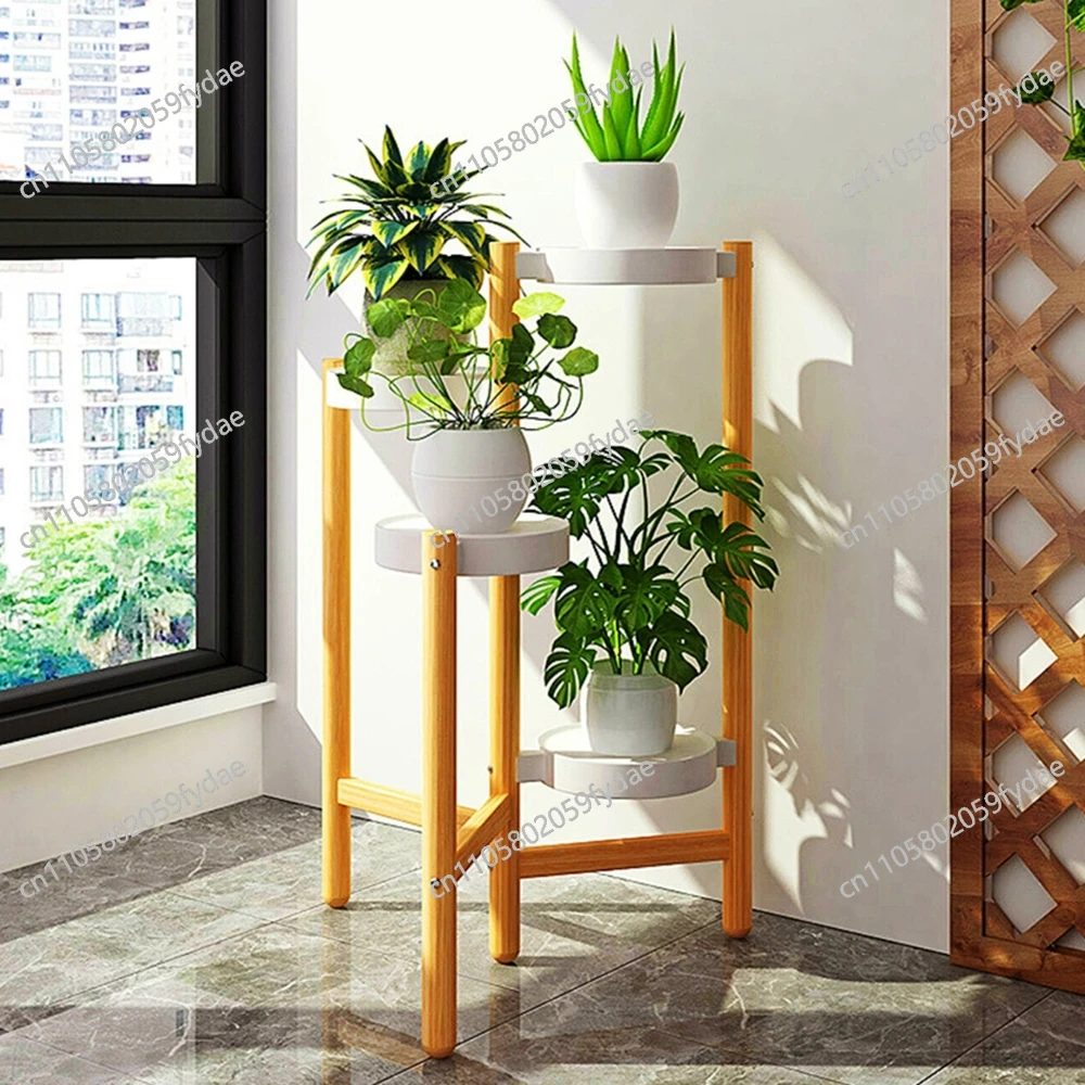 Corner Indoor Bamboo Plant Display Stand Tall Tall Flower Stand