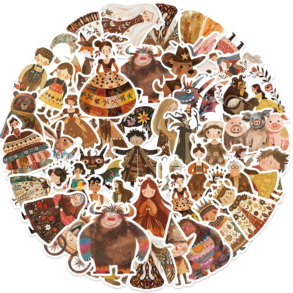 

10/30/50pcs Vintage Cute Fairy Tale Characters Stickers Aesthetic DIY Skateboard Phone Notebook Diary Kawaii Cartoon Sticker Toy