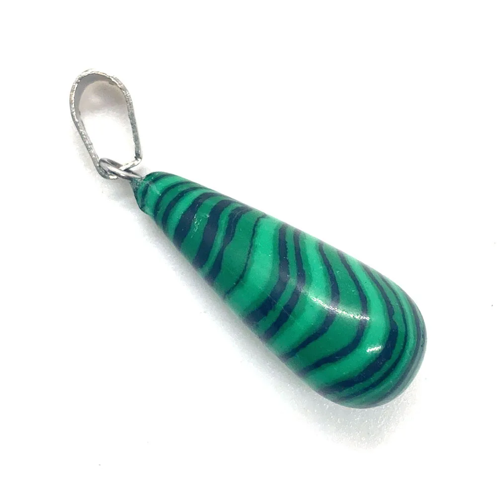 Wholesale Natural Stone Malachite Tiger Eye Stone Necklace Pendant 11x30mm Drop Shaped Opal Pendant DIY Earring Accessories 1pcs