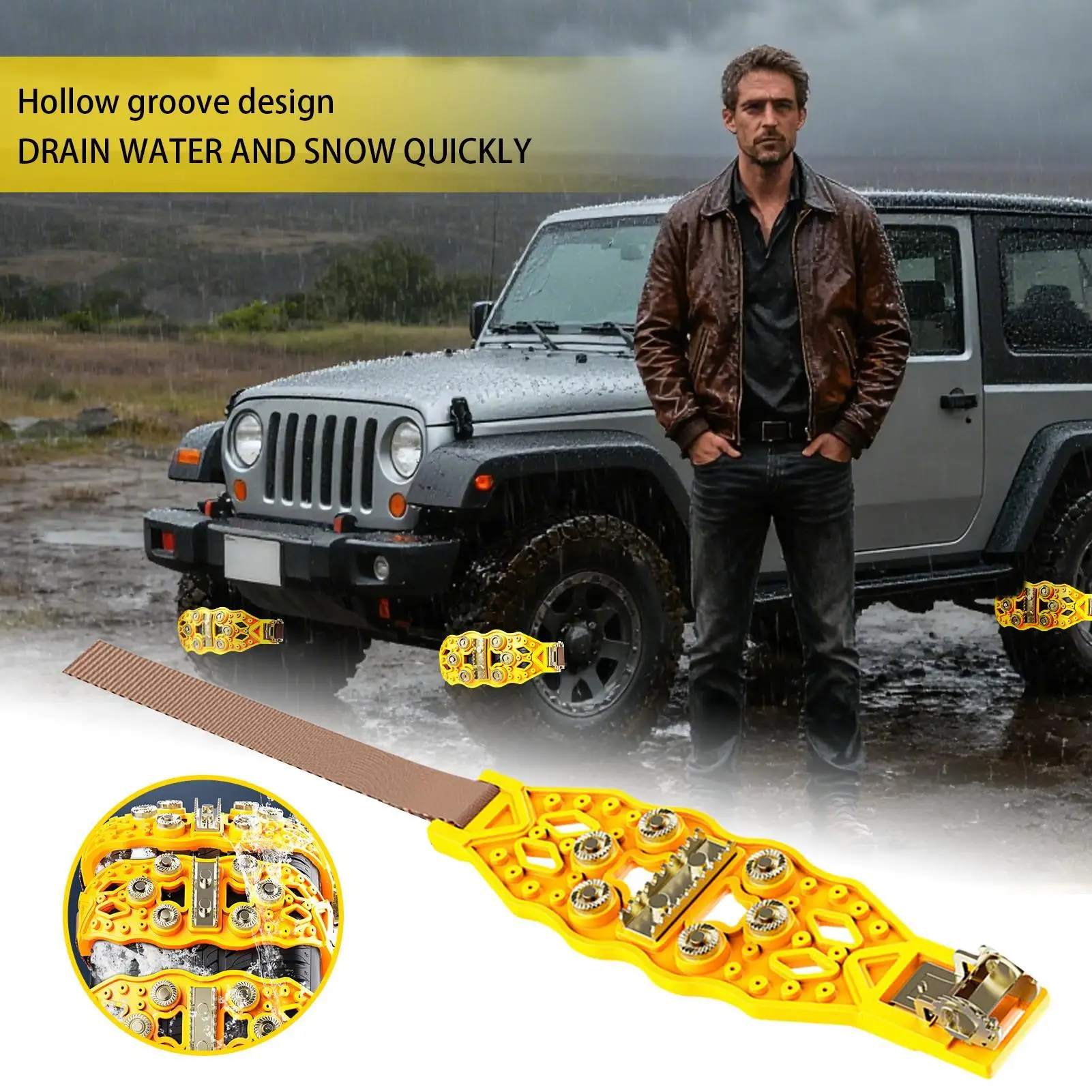 Tire Chains Spikes Cleats Anti-Slip Quiet Heavy-Duty Tire Chains For Cars For Ice Winter Hiking Trailer Offroad Lawn Fishing