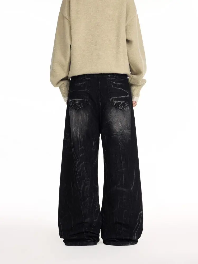 Men's Washed Lightning Pattern Jeans Casual Pants Summer Street Y2k Young Boys Sweatpants Male High Waist Wide Leg Trousers