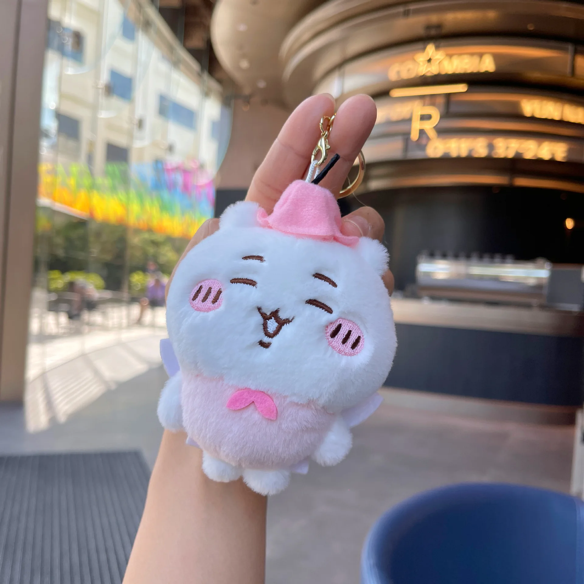 Novo chiikawa auto-deprecatório urso colaboração sanrio boneca de pelúcia olá kitty melodia kuromeu saijii brinquedo de pelúcia chaveiro decora