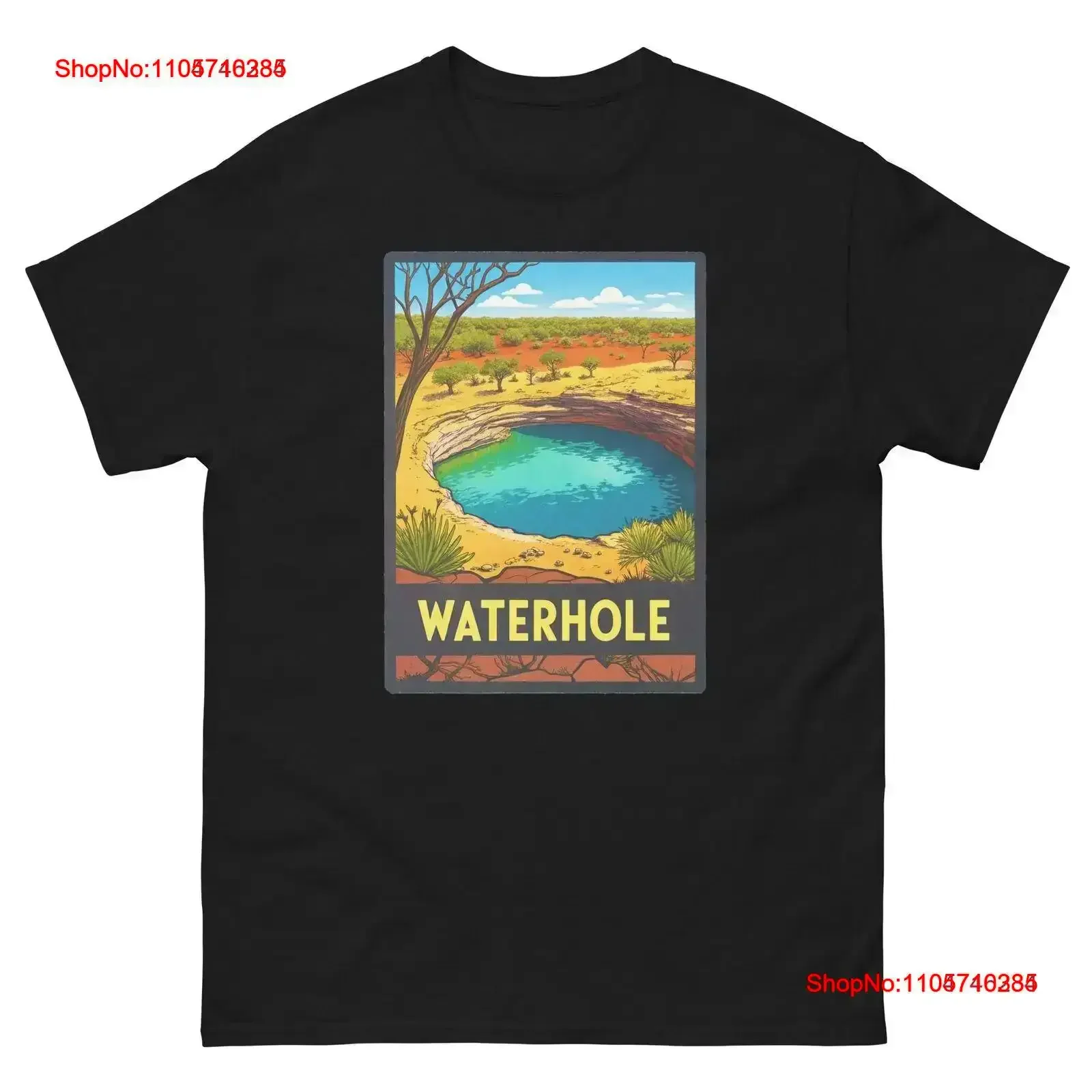 Waterhole Geographical Landscape Location Scenery T Shirt vintage Washed graphic Versatile Slightly streetwear fashion homme