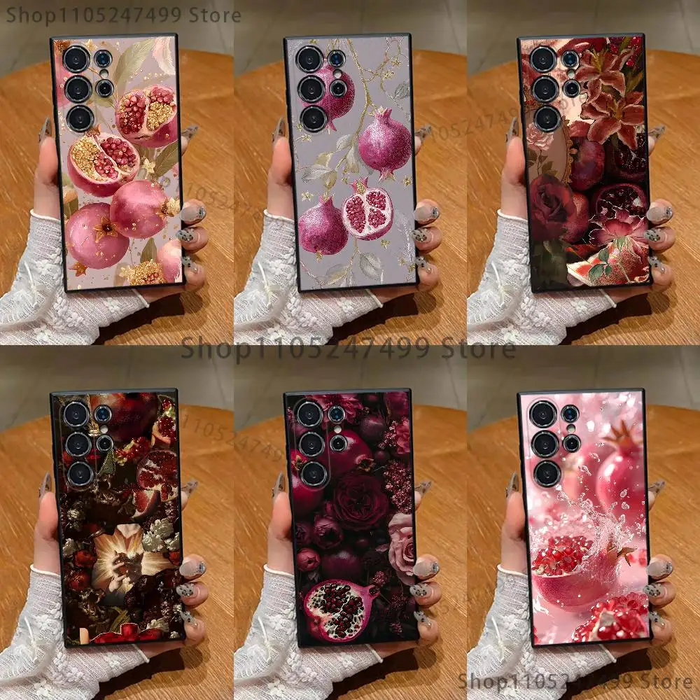 

Gold Pink Pomegranate Art Phone Case For Samsung S25,S24,S21,S22,S23,S30,Ultra,S20,Plus,Fe,Lite,Note,10 Black Soft Shell