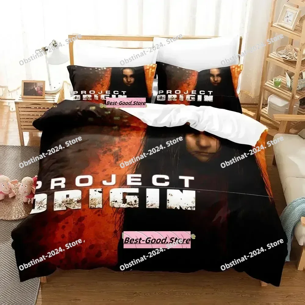 

F.E.A.R. 2 Project Origin Bedding Set Cartoon Anime three-piece set Adult Kid Bedroom Duvetcover Sets 3D Kawaii