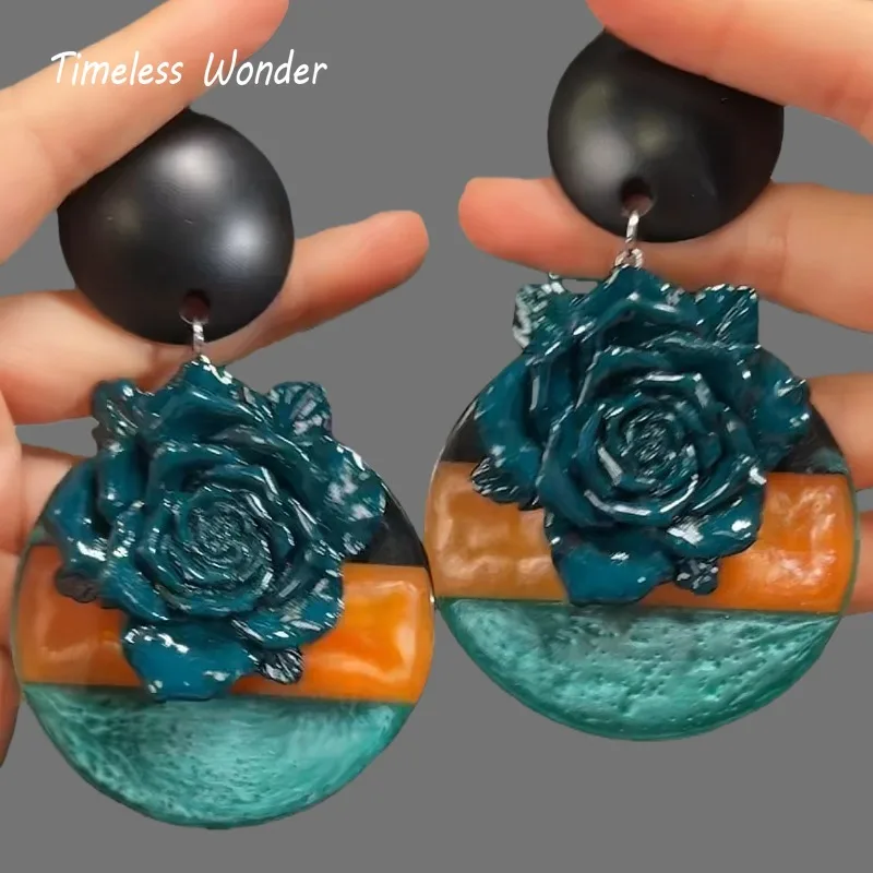 

Timeless Wonder Fancy 3D Resin Floral Clip on Earrings for Women Designer Jewelry Punk Trendy Rare Top Oversize 4370