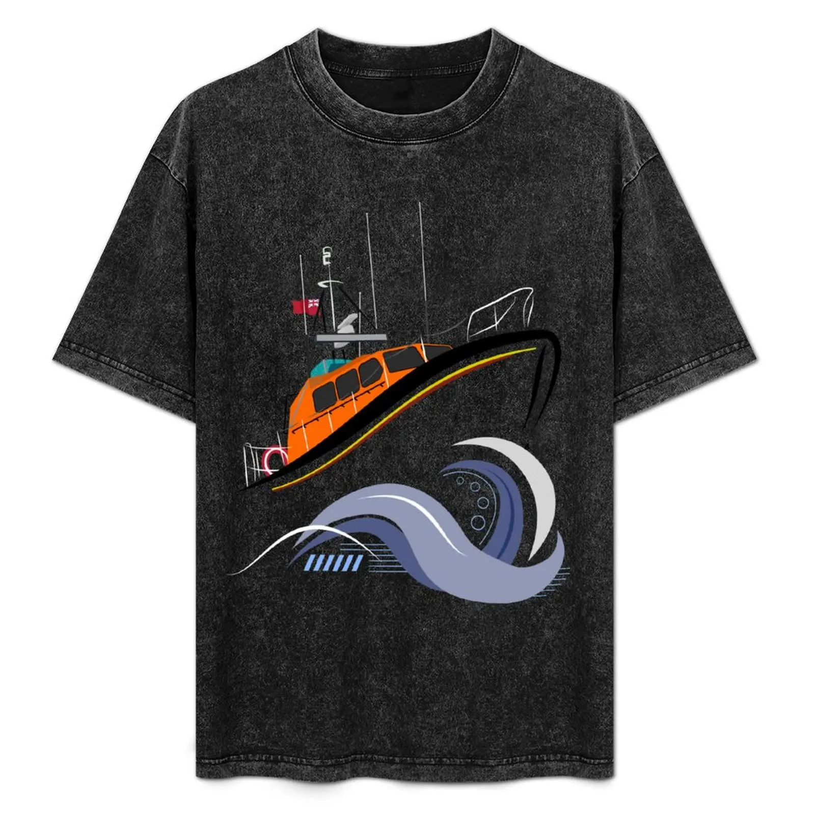 

RNLI Lifeboat In Rough Seas T-Shirt Basic Lightweight Short Sleeve Tee