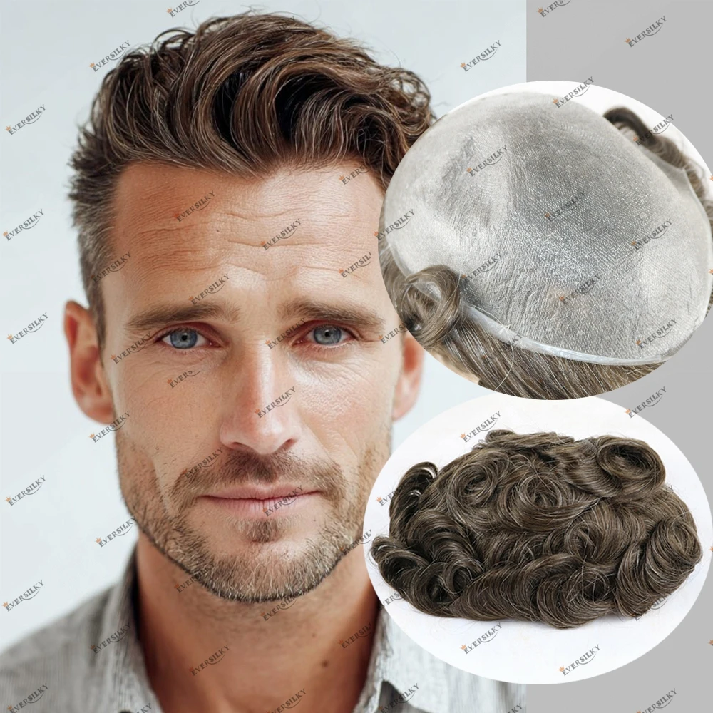 

Мужской парик с ультратонкой кожей 0,05 мм, черный/коричневый, серый, сменный парик для волос для европейских мужчин, парик с натуральной линией волос Vloop