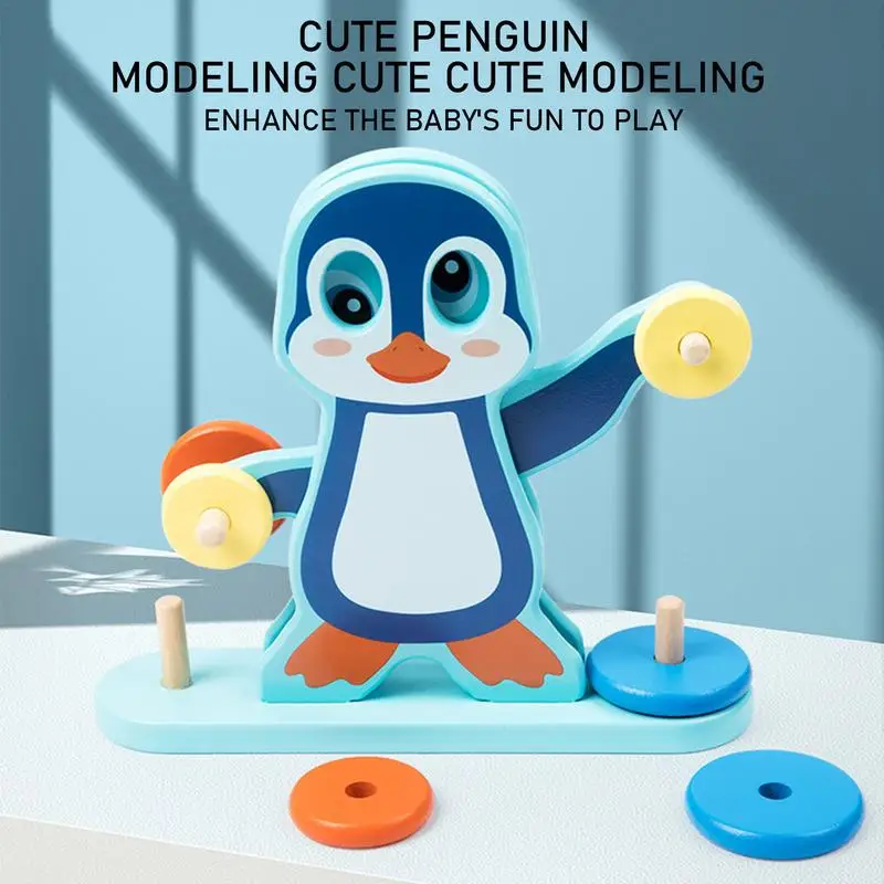 Báscula de equilibrio para niños, juguete de equilibrio de madera, bonito pingüino, juego de equilibrio de matemáticas, juego de equilibrio de matemáticas, juego de clasificación de conteo de tallo