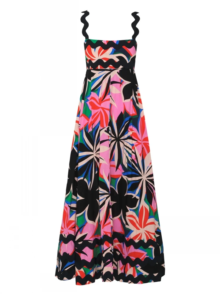 

Summer Cover Ups Women Swimsuit Spaghetti Strap Robes Bathing Suit 2026 New Flower Printing Beach Holiday Maxi Dresses Cover-Up