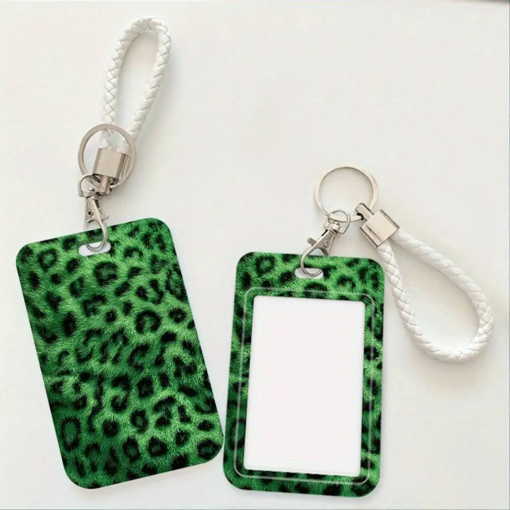 Leopard Fur ID Card Holder Plastic 2 Slot Card Case For Doctor Nurse Student Staff ID Bank Access Badge