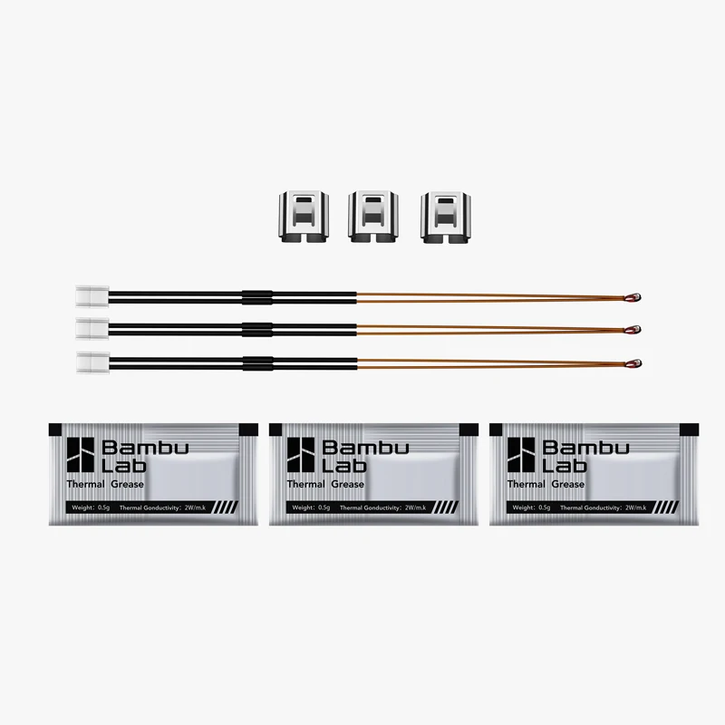 

3pcs X1 Hot End Temperature Measurement Resistor Thermistor 170MM Thermal grease For Bambu Lab X1 3D Printer Parts