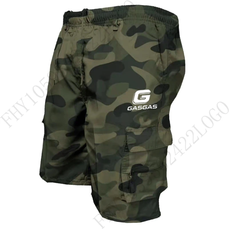 

2026 Summer New Men's Work Pants Elastic Waist Drawstring Pocket Tactical Casual Solid Color Camouflage Shorts Fit Fabric