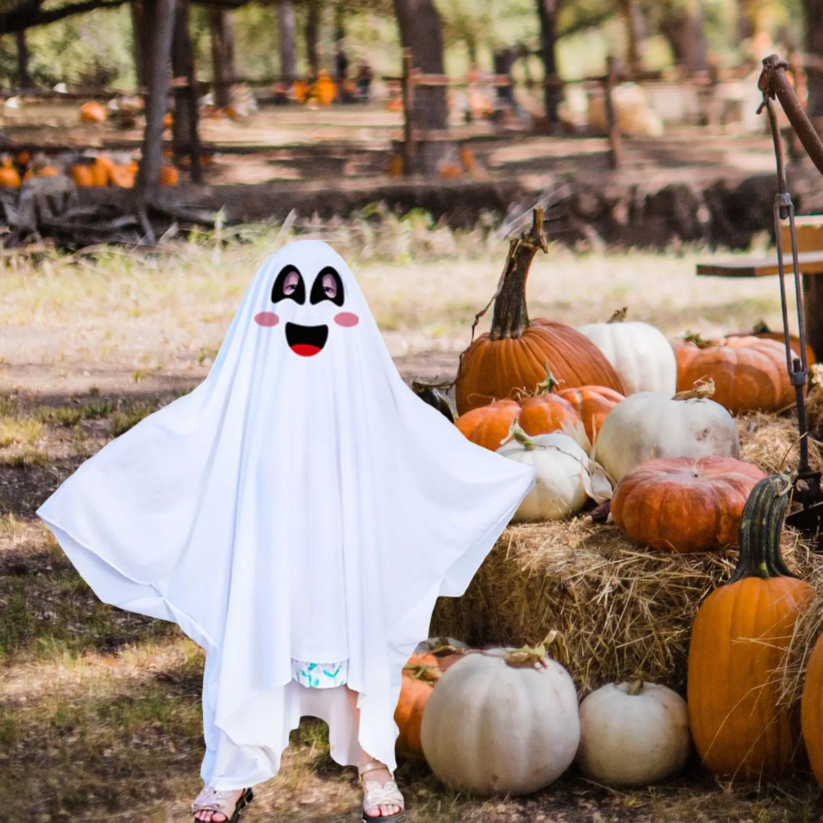 Halloween Costume Cape White Cloak Dress Up Accessory for Carnival Dance Party Stage Show