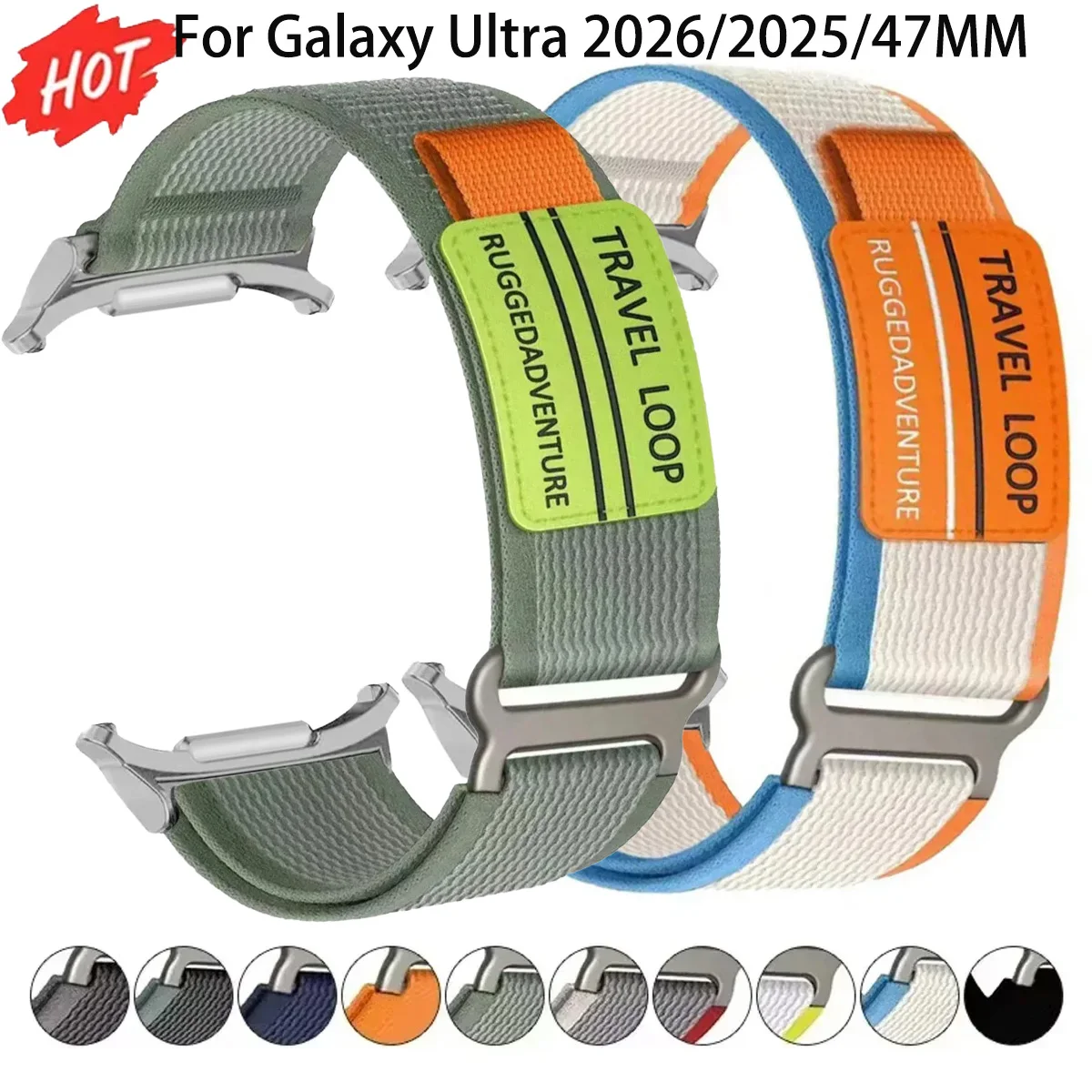 Tactical Nylon Strap for Samsung Galaxy Watch Ultra 2026 2025 Men Sport Band for Galaxy ultra 47mm NO Gaps Curved End Bracelet