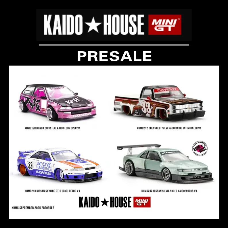 

Предпродажа Kaido House 1:64 AE86 BMW M3 E30 GTR R34 Carbon 510 Honda NSX CIVIC Wagon S15 Silverado Литая под давлением модель автомобиля игрушки MINIGT