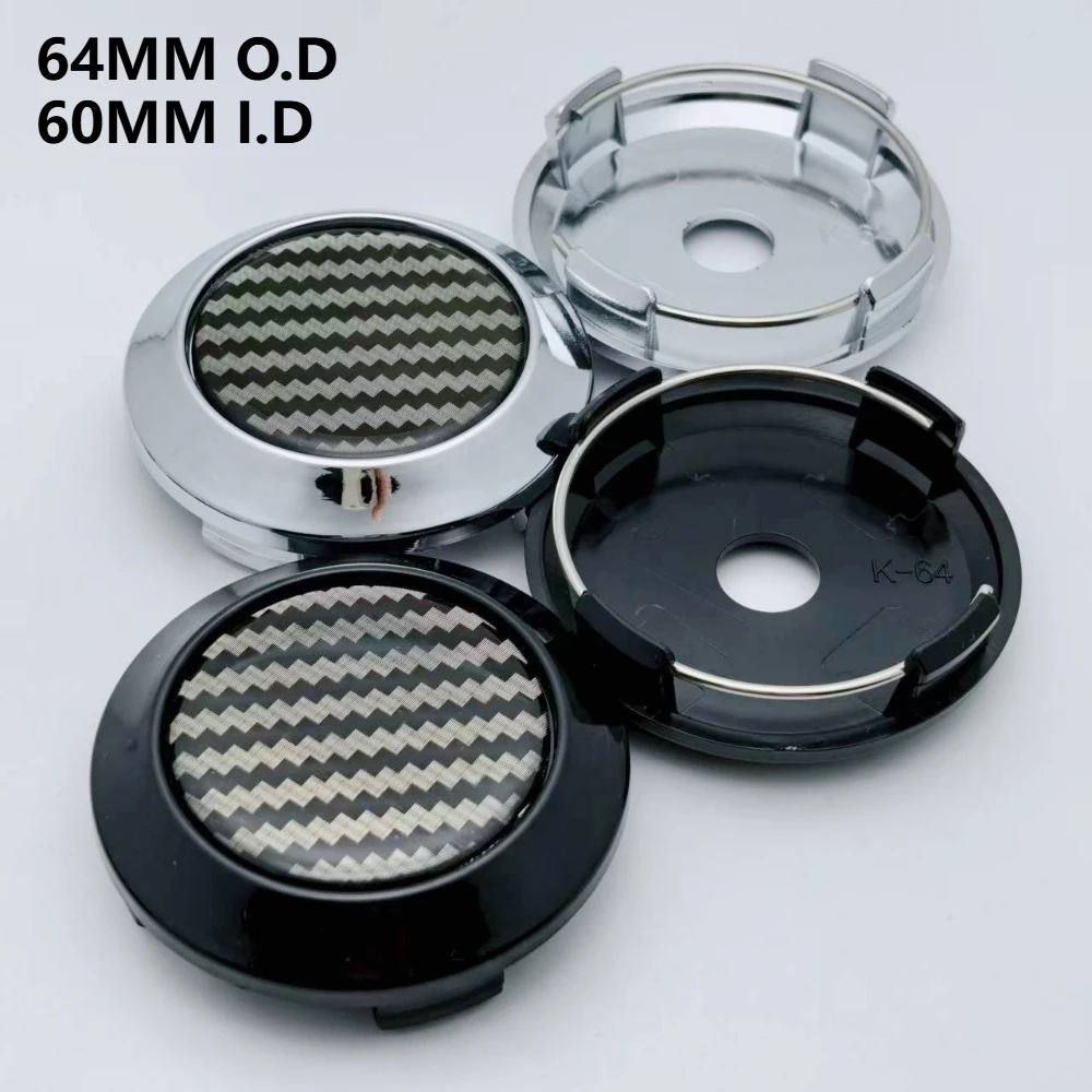 

4pcs Epoxy Resin No Logo Emblem Car Wheel Center Caps 64MM 60MM Wheels Hub Cap Carbon Fiber Badge Rim Hubcaps Cover Accessories