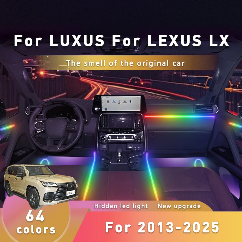 

FILIPLI For LEXUS NX For 2018 DIY Cyberpunk Acrylic Car Ambient Light 64 RGB Bluetooth Controlled Music Sync Car Interior Light