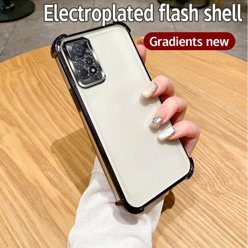 Für Redmi Note 11 Pro Hülle Redmi Note 11 Pro 5G Cover Note 12 Pro 4G Klare galvanisierte Handyhülle Bumper stoßfeste Schutzhülle