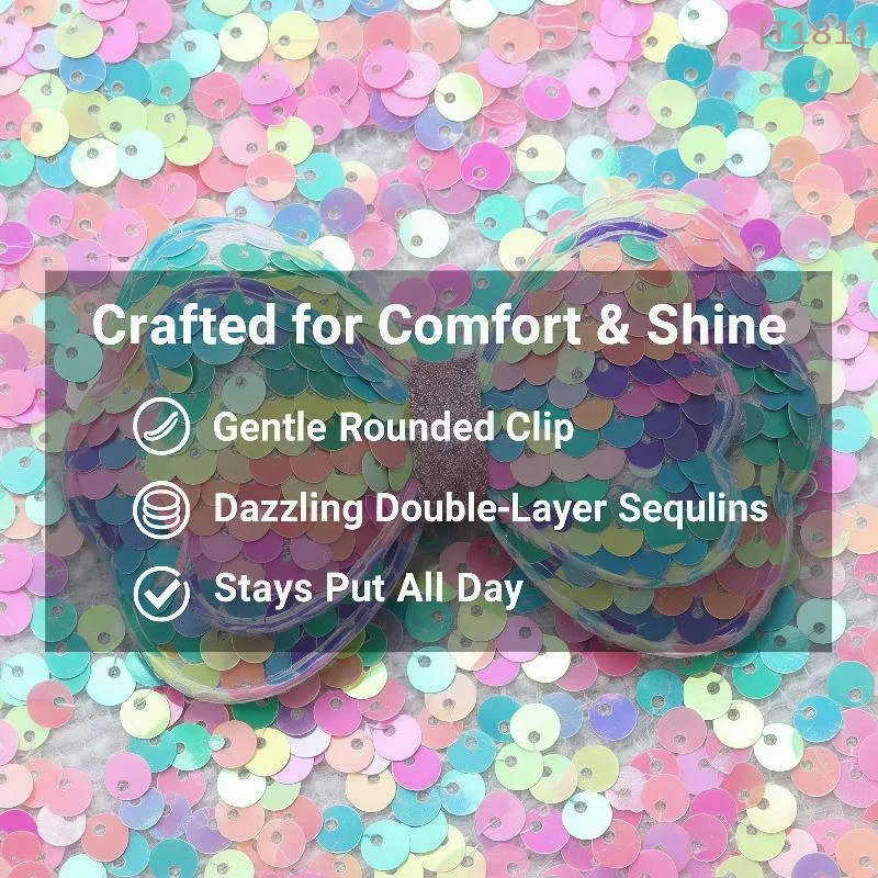 Sequin Bow Hair Clips Cute Princess Glitter Hair Pins Multiple Vibrant Colors Bow Hairpin For Girls Daily Party Hair Accessories