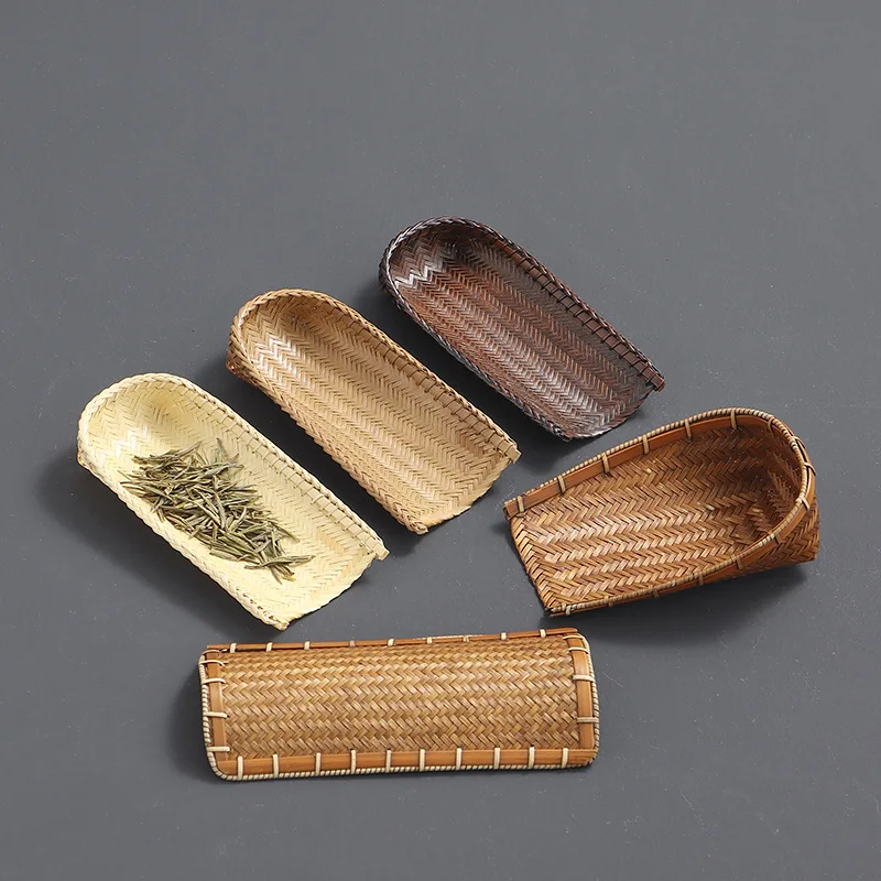 

Hand-woven bamboo tea, bamboo-woven small dustpan to enjoy tea lotus