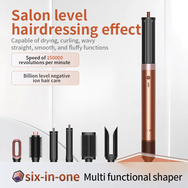 150000 RPM High-Speed Hair Dryer 6 in 1 Professional Hair Styling Tools Set with Straightener Curling Iron Multifunctional