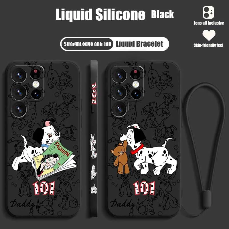 Cute 101 Dalmatian For Samsung A73 A72 A71 A60 A57 A56 A55 A54 A53 A52 A36 A34 A27 A26 A17 Liquid Left Rope Capa Soft Phone Case