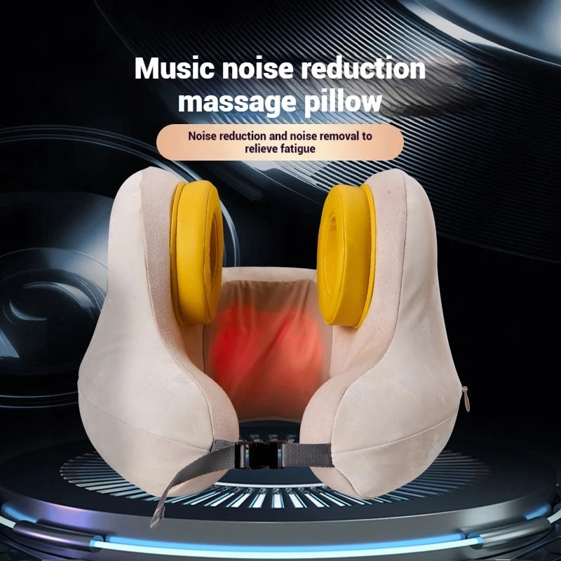 Cervical Massage Music Noise-Canceling Sleep Pillow | U-Shaped Neck Support Pillow for Travel & Home