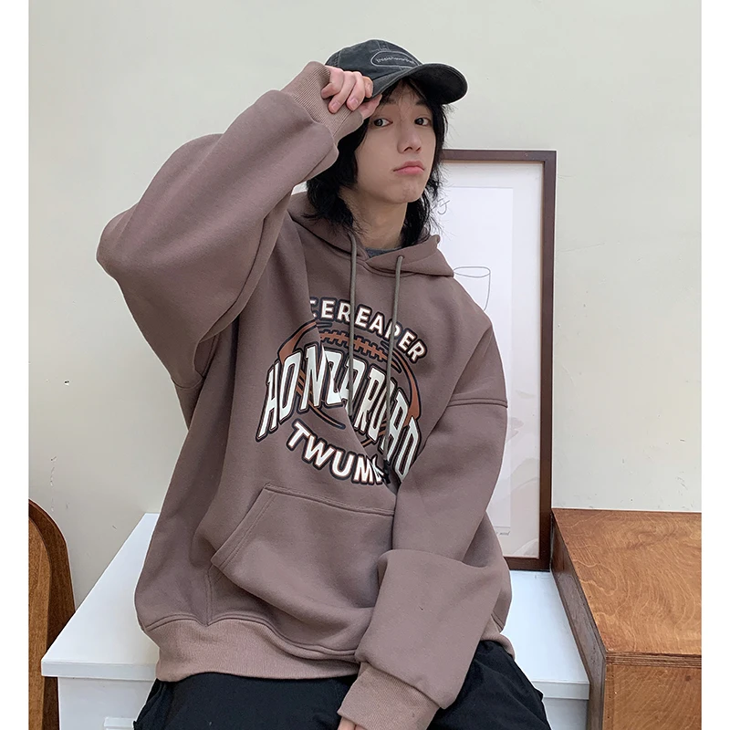 

Men's Hoodie Sweatirt Loose Fit Sportswear Casual Spring Autumn New Sle American Retro Heavyweight Jaet Overhead irt
