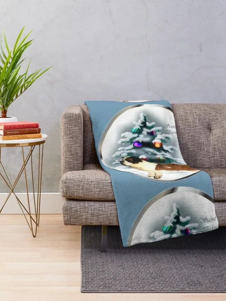 Saint Bernard Christmas Gifts Throw Blanket Decorative Sofa Blankets For Baby Fluffy Shaggy Blankets