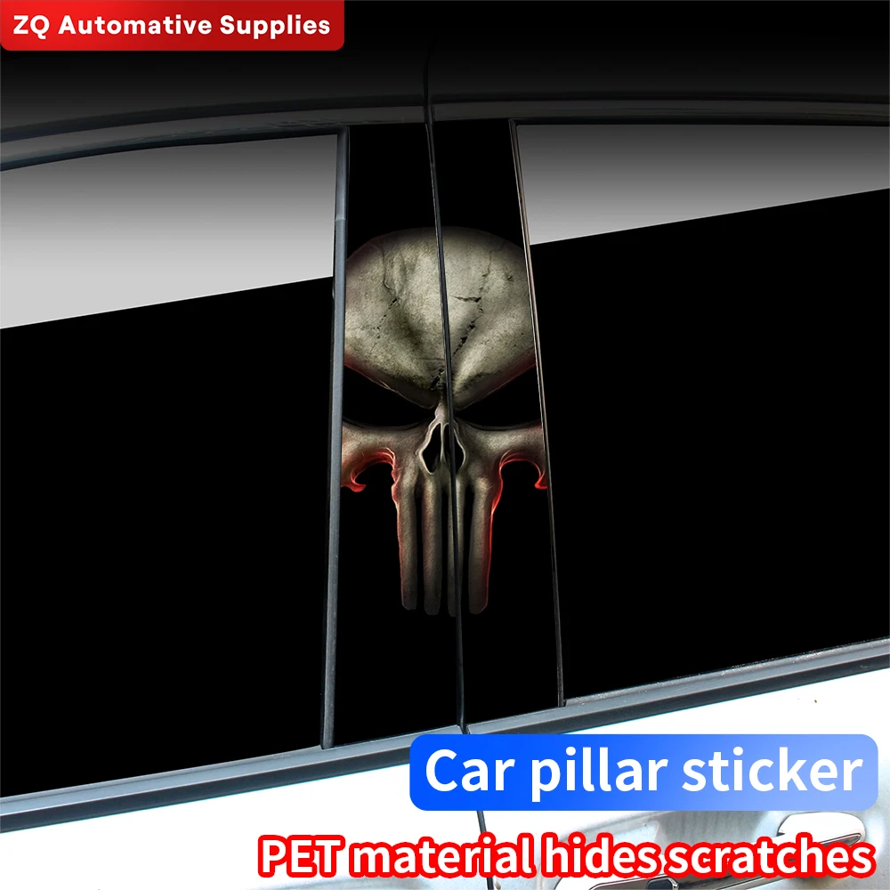 Punisher Skull Car Stickers Auto B-pillar Sticker Waterproof Auto Center Pillar Sunscreen Vinyl Decal Cover Scratch Accessories