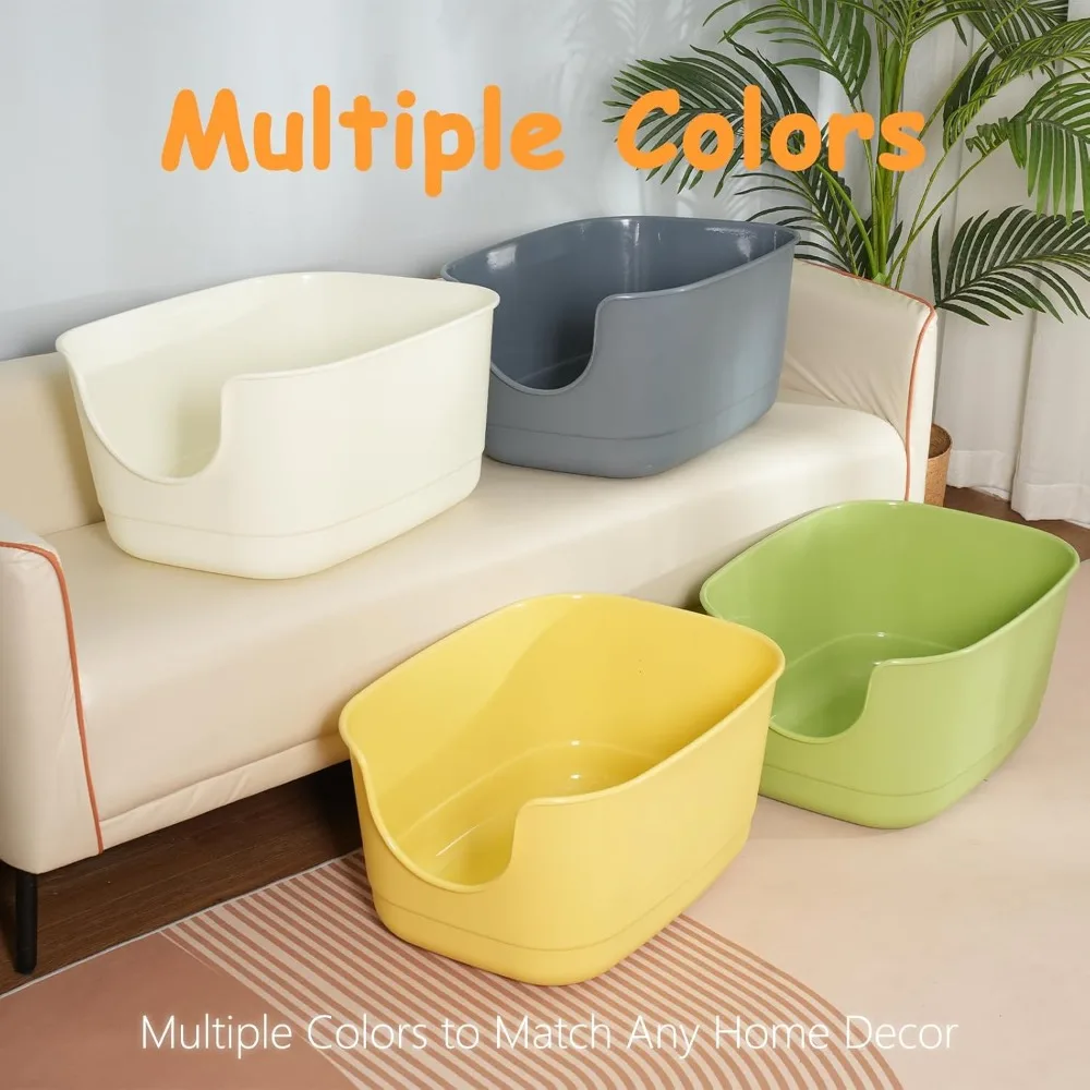 صندوق نفايات كبير جدًا لفترة الفضاء مع جوانب عالية للاستخدام المتعدد للقطط مقاس 24.2 لتر × 16.3 عرض × 12.9 ارتفاع، مقلاة قطط داخلية