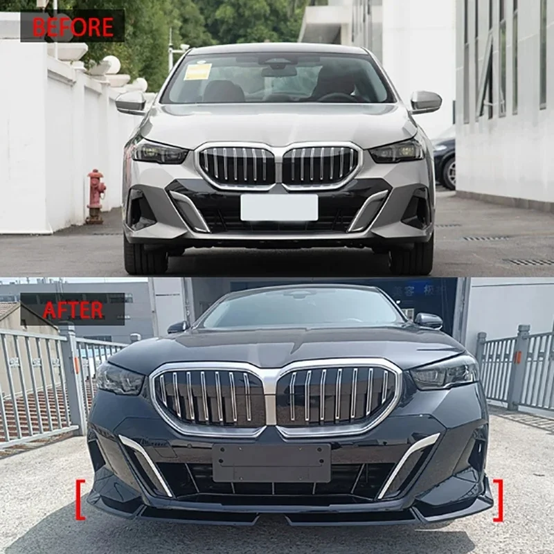 For BMW 5 Series G60 2024+ Bright Black Front lip Car Front Bumper Diverter Spoiler Diffuser glossy black Front lip chin body ki