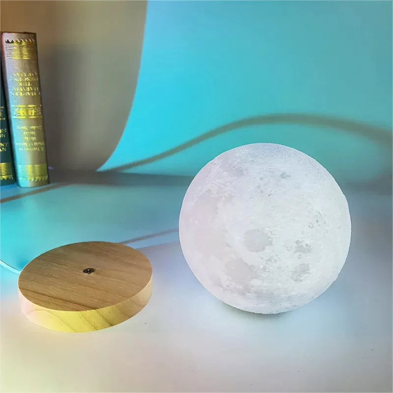 360° Rotation Moon Night Light 3D Atmosphere Bedside Table Lamp Remote Touch Dimming 3 or 16 Colors LED Lights for Kids Gifts