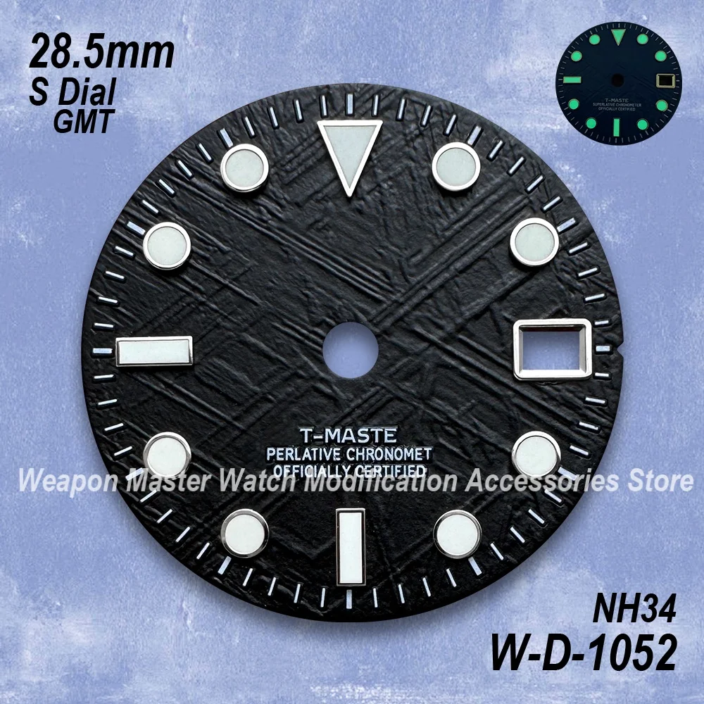 28.5 مللي متر S شعار الوافدين الجدد GMT نيزك الهاتفي صالح NH34 الحركة اليابانية الأخضر مضيئة ساعة عالية الجودة تعديل الملحقات