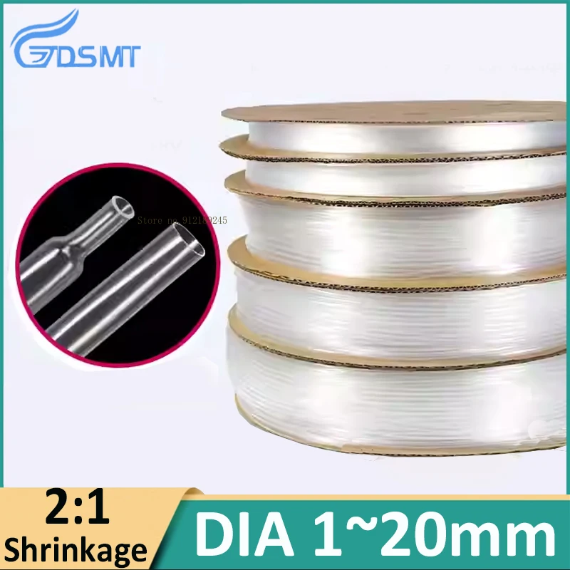 1~10Meters 2:1 Transparent Heat Shrink thin-walled headphone cable protection fast shrinkage repair