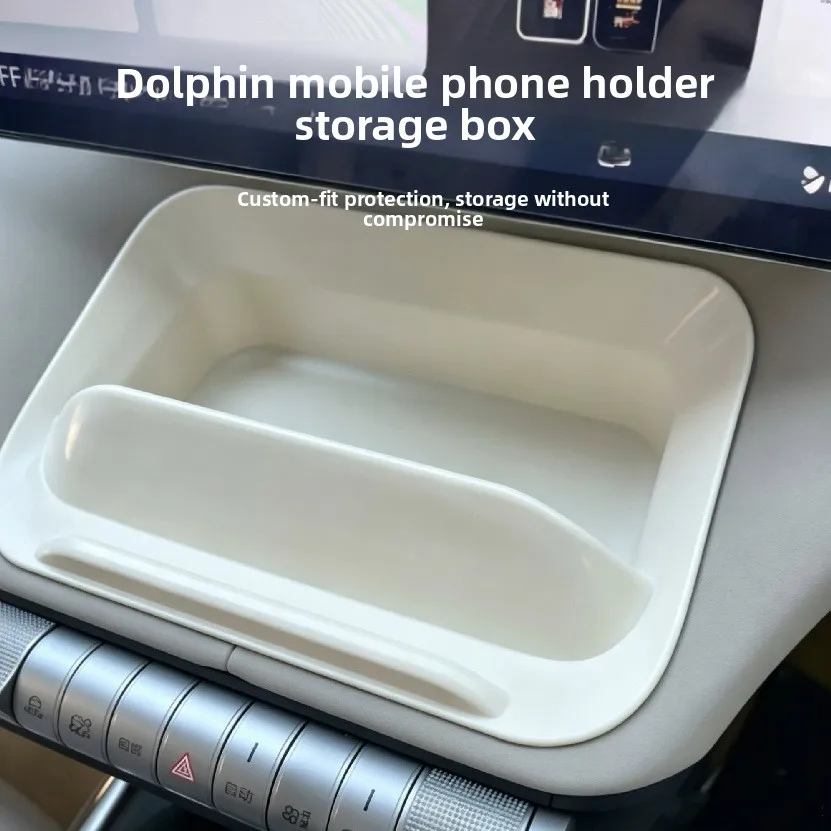 For BYD Dolphin Under-Screen Storage Box with Phone Holder Custom Fit Dashboard Organizer Tray Non-Slip Car Interior Accessories