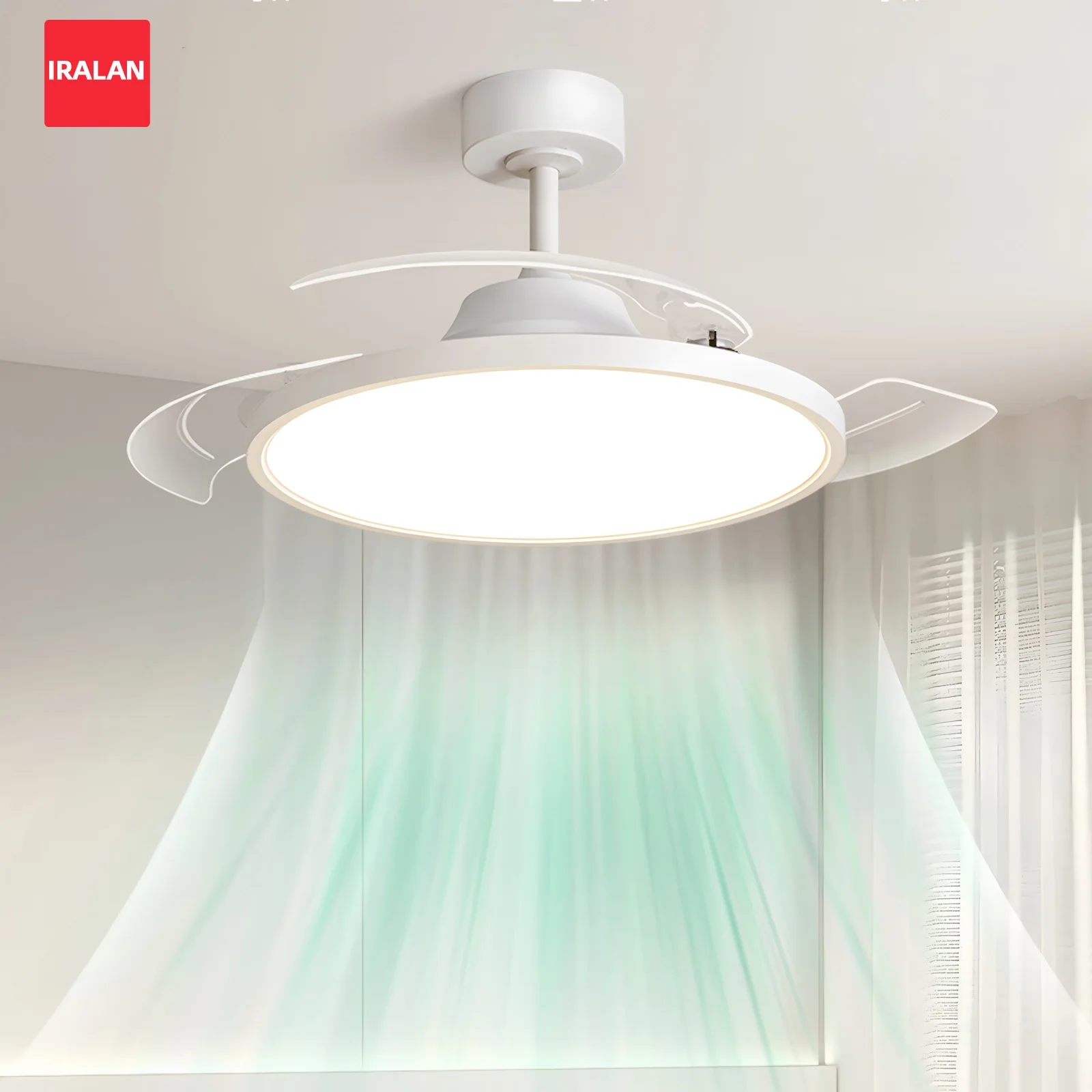 

Smart Invisible Ceiling Fan Light Living Dining Room Ceiling Fan with Remote Control Ventilation LED Lamp Retractable Fan Blades