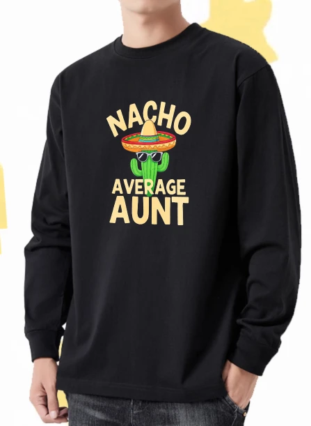 

T shirt men autumn Solid color Comfortable Long sleeve Graphic tee Nacho Average Oversize Luxury Printed tshirt Luxury Halloween