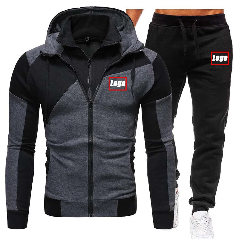 Mens Tracksuit Custom Logo 2022 Spring Autumn HoodiesPants Jogging Casual Sportswear Suits Two Piece Sets Oversized Men Clothes