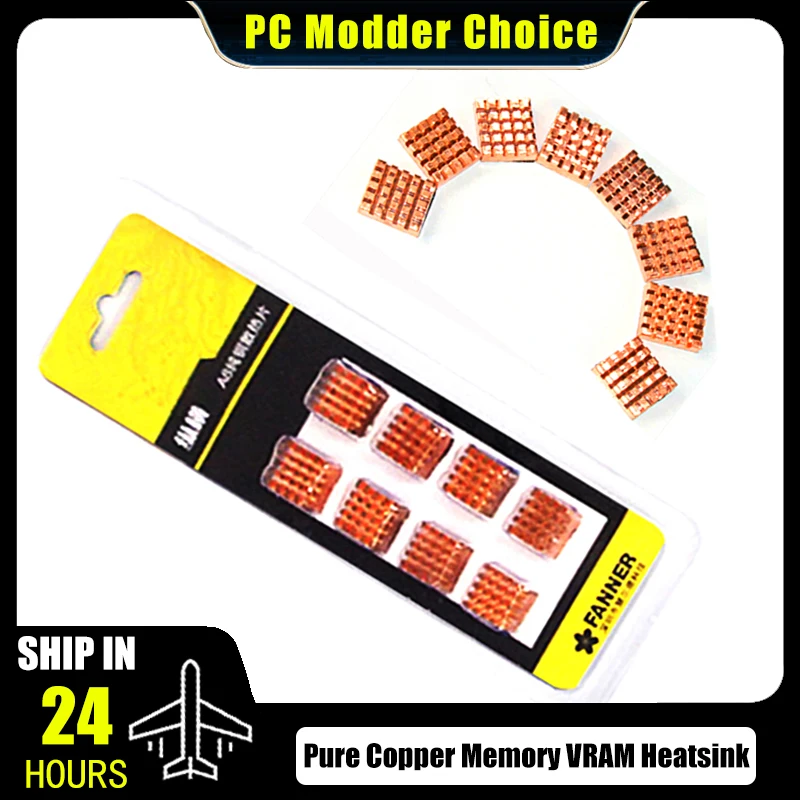 Pure Copper Memory VRAM Heatsink 14X12mm for Graphics Card & Notebook Backup Self-adhesive Video Thermal Pad Chip, 8Pcs/Pack