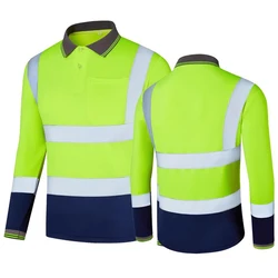 Size S-6XL High Visibility Safety Work Shirts for Men Long Sleeve Two Tone Work Shirts Hi Vis Construction Clothes Men