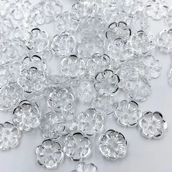 100pcs 12.5mm Silver transparent rose flower acrylic buttons for decoration handmade craft sewing accessories PH360