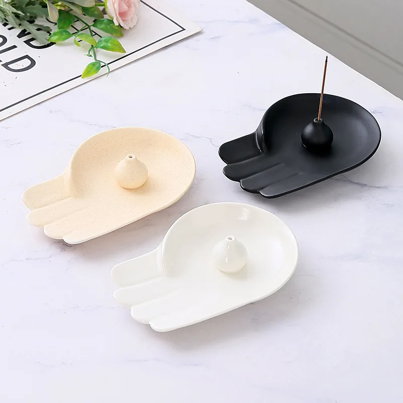 Ceramic incense plug, wire incense burner, white porcelain hand incense holder