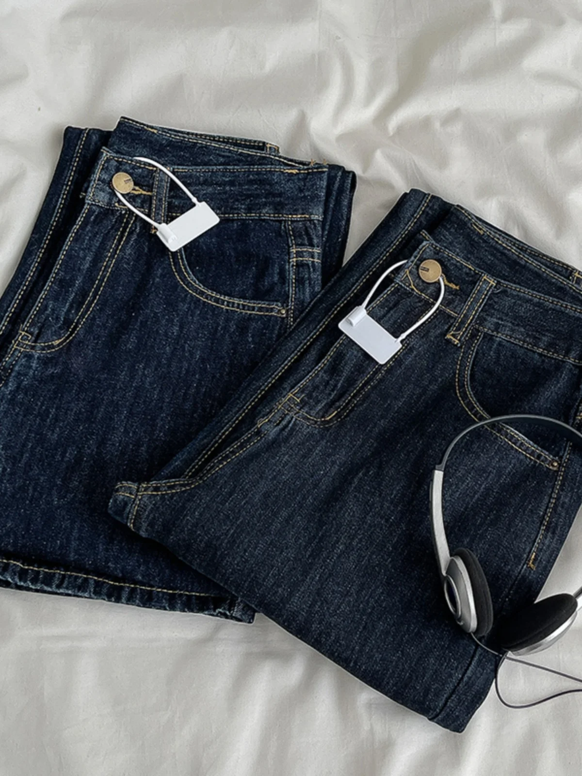 

Retro k Casual Wide Leg High Waist ket Denim Jeans Korean Sle Summer New Women's Faion Anti-Wrinkle Maintaining ape
