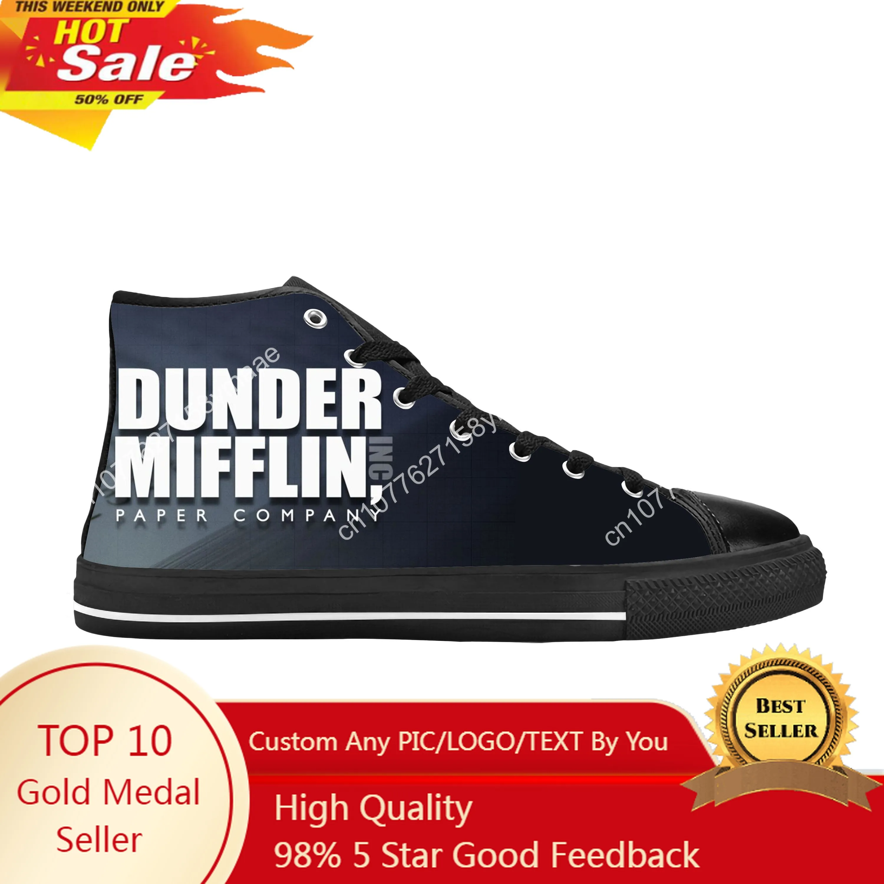 The Office TV Show Dunder Mifflin Paper Company Casual Cloth Shoes High Top Comfortable Breathable 3D Print Men Women Sneakers