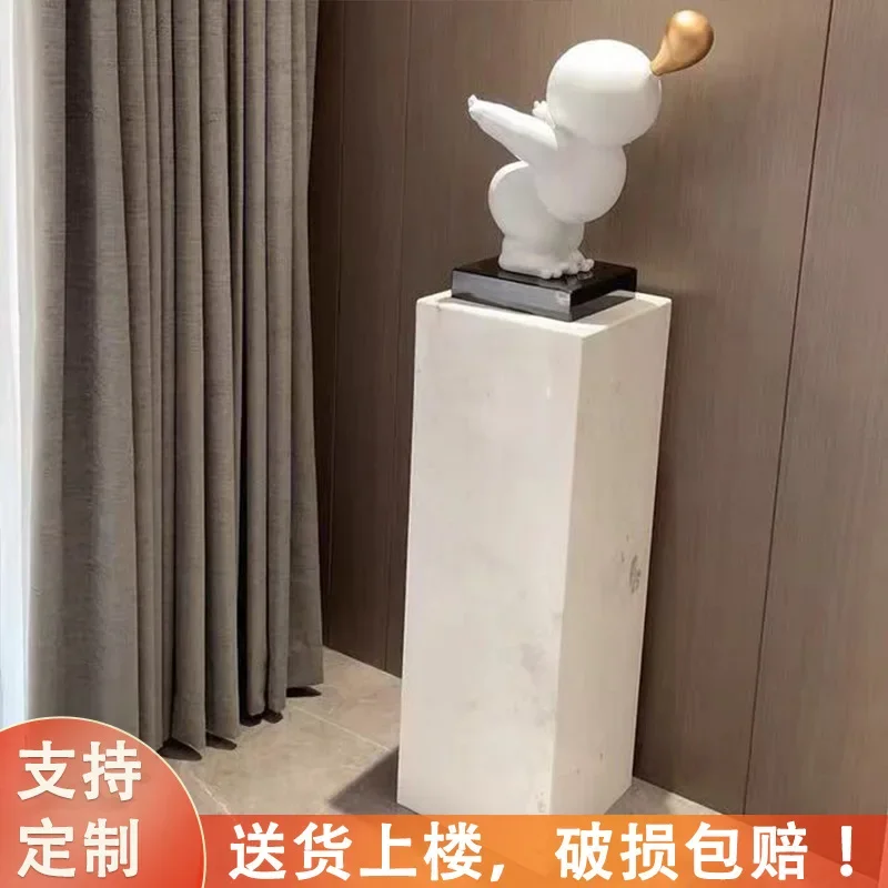White marble base ornaments, living room entrance, TV cabinet, floor-to-ceiling stone pillar pedestal, stone pier sculpture tabl